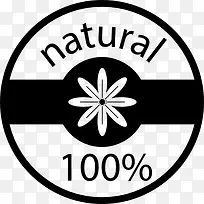 100%天然的徽章图标