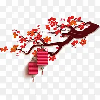 中国风红色花枝灯笼