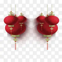 红色立体新春装饰灯笼PNG