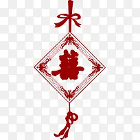 红色中国风中国结装饰手绘