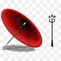 红色中国风雨伞油纸伞