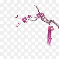 紫色中国风树枝装饰图案