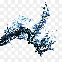 蓝色中国风树枝装饰图案
