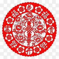 花开富贵中国结剪纸