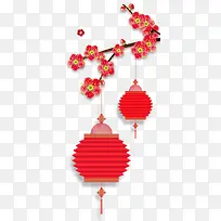 中国风装饰梅花灯笼素材