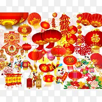 中国风红色春节灯笼矢量素材