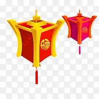 红色中国风灯笼装饰图案