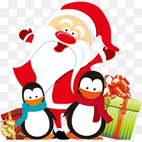 圣诞老人企鹅节日元素