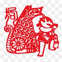 小孩遛狗