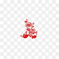 红色剪纸中国风花纹