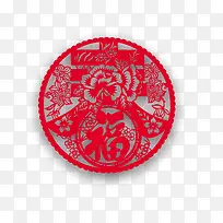 红色春福字剪纸
