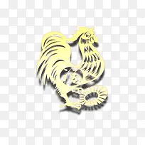 金色剪纸公鸡