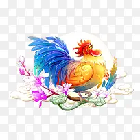 卡通公鸡祥云