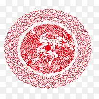 中国风剪纸红色背景素材