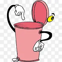 卡通粉色垃圾桶矢量