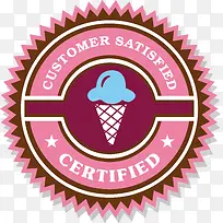 粉色冰淇淋卡通标签