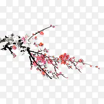 红色水墨梅花