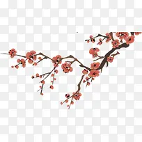 红色古典艺术梅花树枝