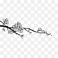 水墨绘画梅花树枝