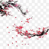 中国风唯美水墨梅花装饰图案