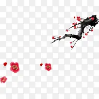 手绘红色艺术花朵梅花