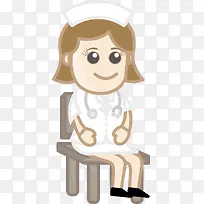 一个坐在椅子上的卡通护士