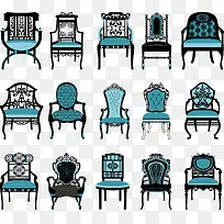 蓝色欧式复古贵妃椅