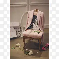 粉色外套椅子素材