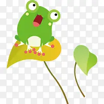 青蛙  卡通  绿色 荷叶 动物