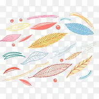 矢量手绘彩色叶子素材卡通
