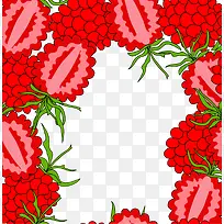 矢量红色树莓边框素材