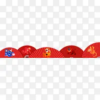 红色喜庆扇子动物图案装饰边框