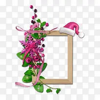 相框边框红色花绿叶花边装饰