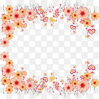 卡通红色花卉边框