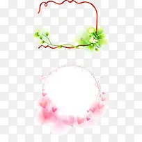 红粉色花边框背景海报元素