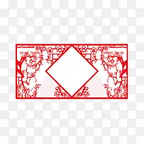 中国风红色剪纸边框