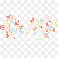 黄色清新花朵爱心漂浮素材
