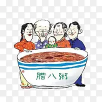 腊八粥卡通一家人图