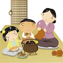 卡通幸福的一家人