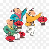 小孩子提灯笼