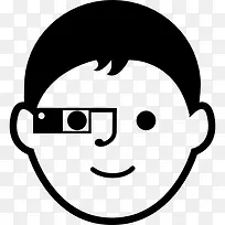 孩子面对谷歌眼镜图标