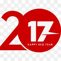 红色矢量新年快乐年度艺术字
