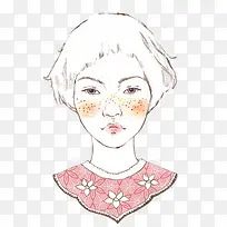 卡通素描女孩子