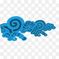 蓝色中国风祥云装饰图案