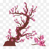 粉红日本樱花树枝