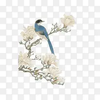 涂鸦海报设计树枝花朵鸟