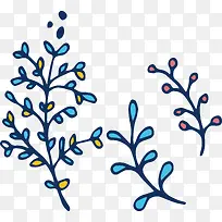 蓝色树枝花纹