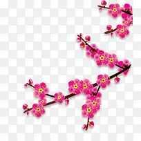 手绘桃花树枝装饰图案