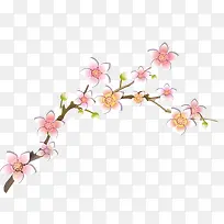 粉色手绘桃花树枝装饰图案
