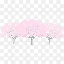 卡通三棵樱花树